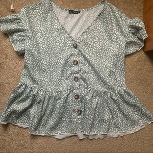 SHEIN Green flowy blouse